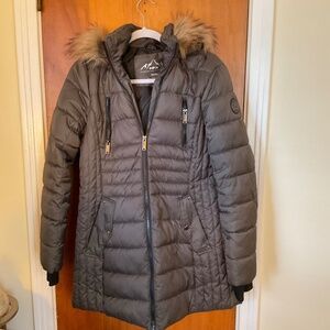 Halifax HFX Women’s Gray Puffer Coat Removable Hood with Faux Fur Sz M